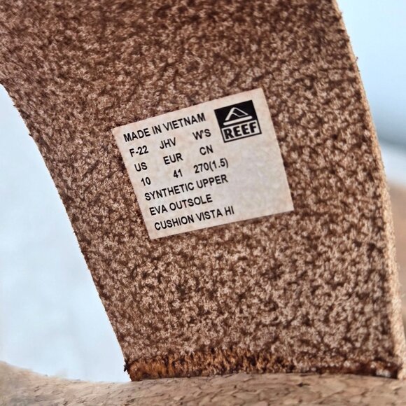 Reef Vista Hi Platform Sandals Brown Open Toe Arch Support Chunky Slides Size 10 - Picture 8 of 11